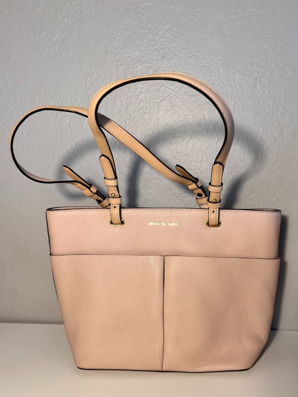 NWOT - Michael Kors Soft Pink Pebbled Leather Tote with Front & Back Pockets